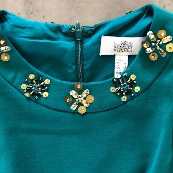 Belle Badgley Miscka Emerald Dress Sz 2 - Picture 3 of 11